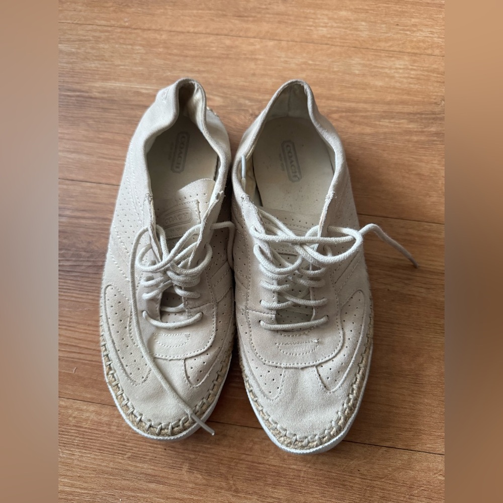 Coach Cream Lace-Up Shoes